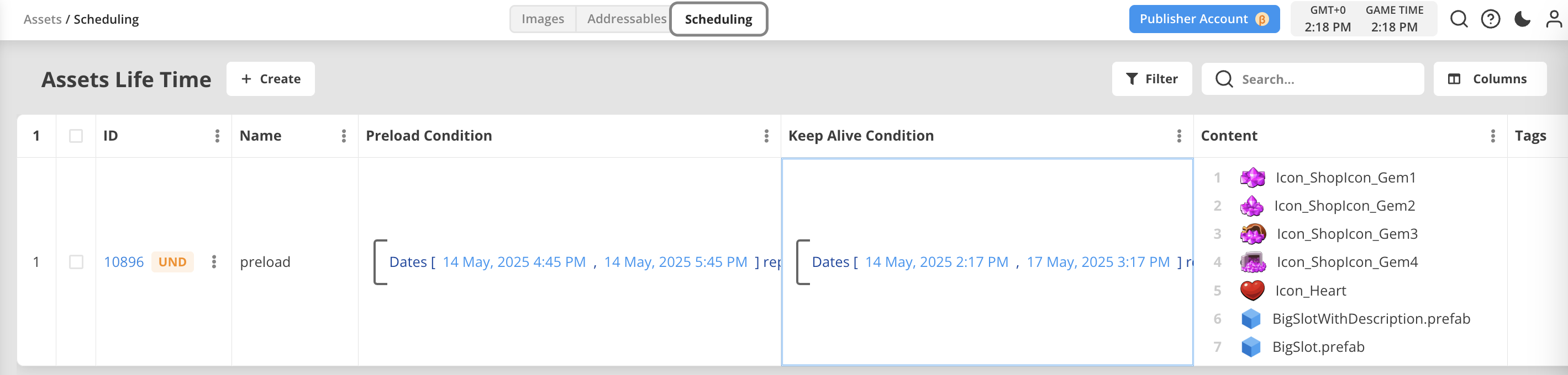 Assets Scheduling