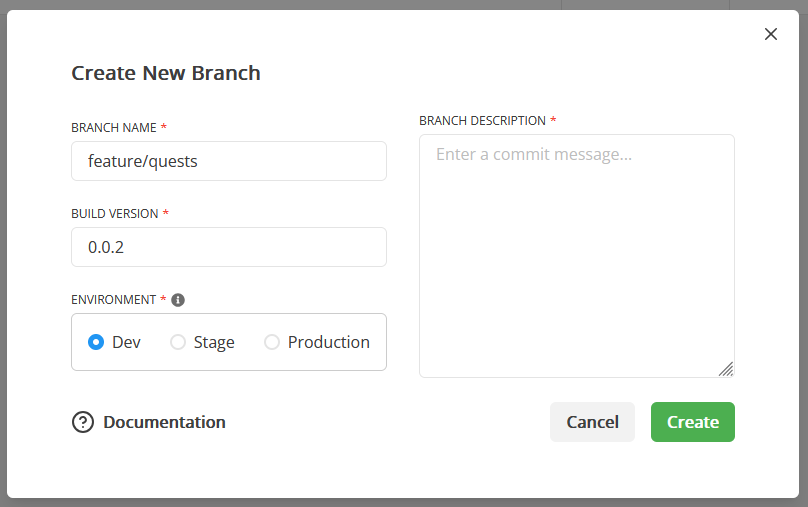 Branch creation