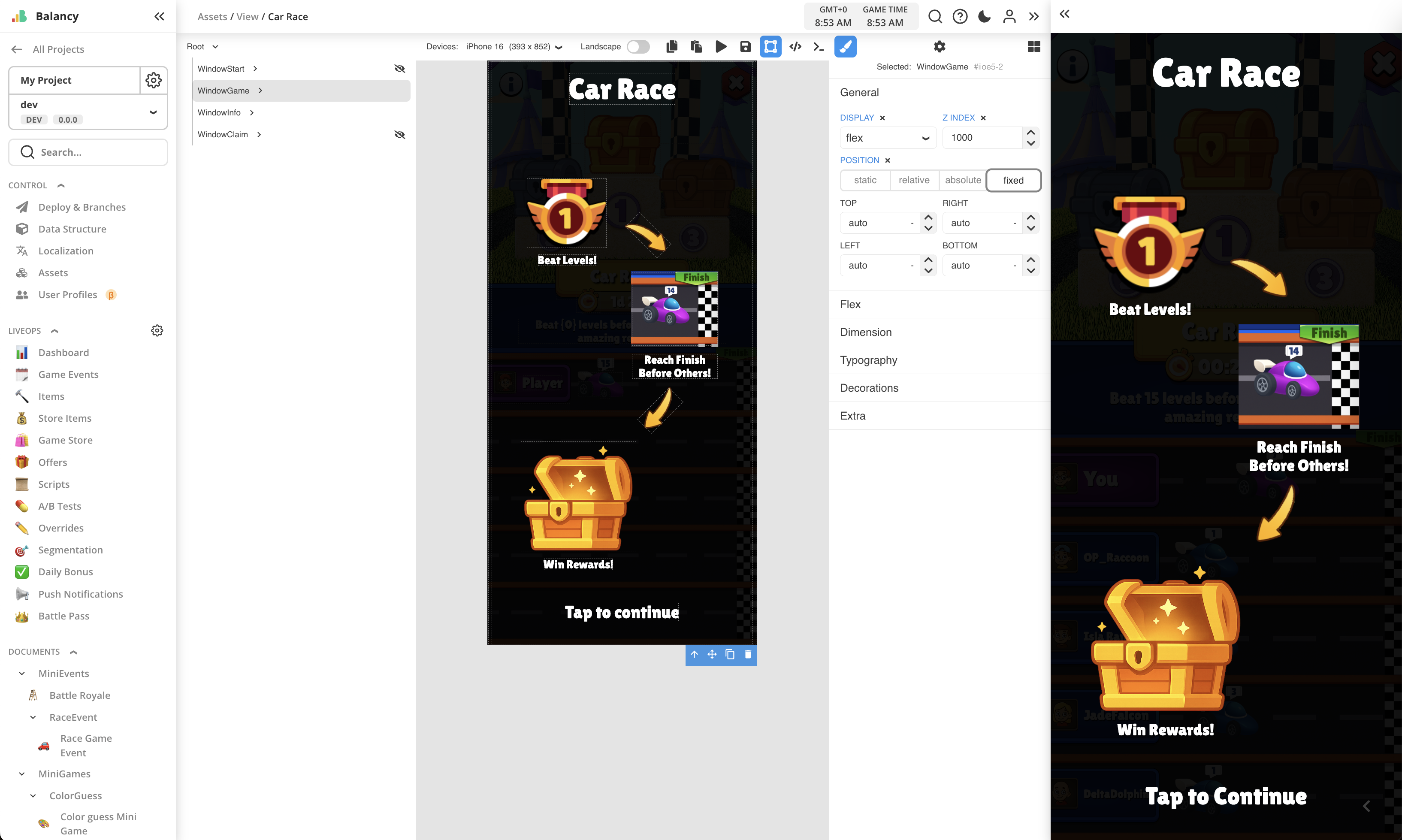 Car Race Info