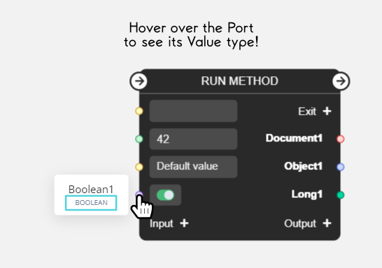 Hover over the Value Port to see its Value type